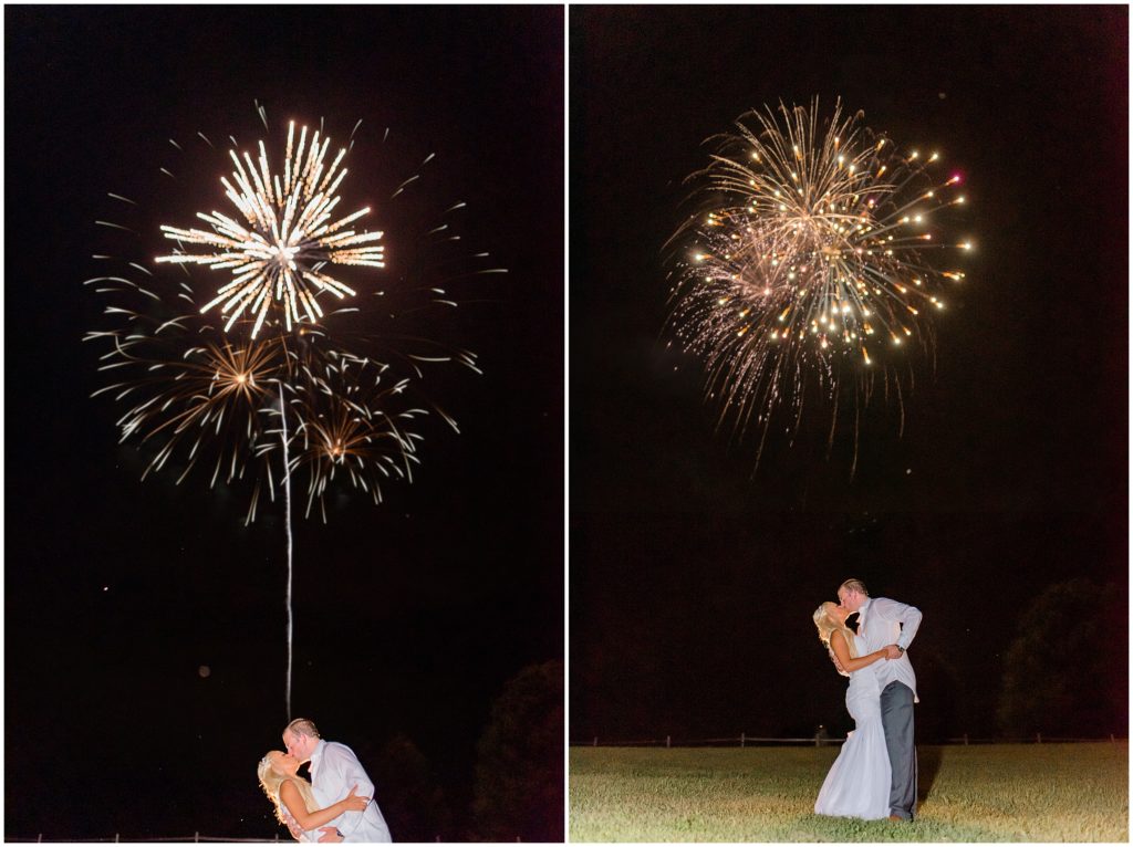 fireworks couple exit wedding at barn of valhalla