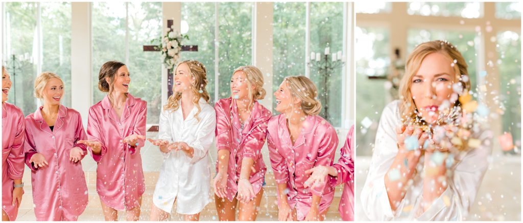 Ashton Gradens North Houston Texas Wedding confetti with bridesmaids