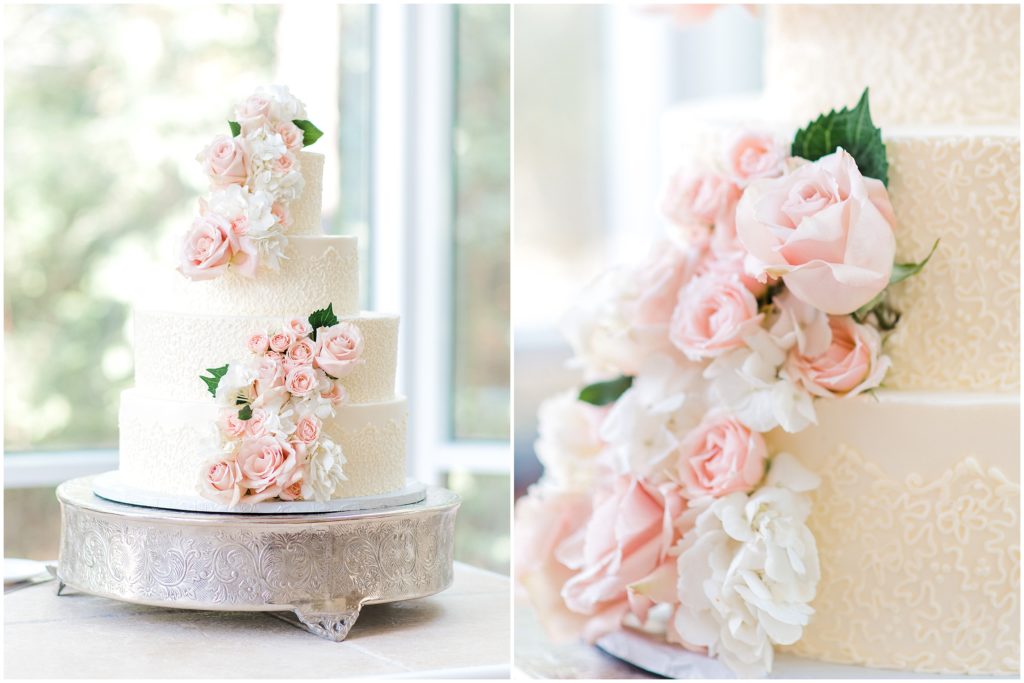 Ashton Gardens North Houston Texas Wedding wedding cake with pink and white flowers