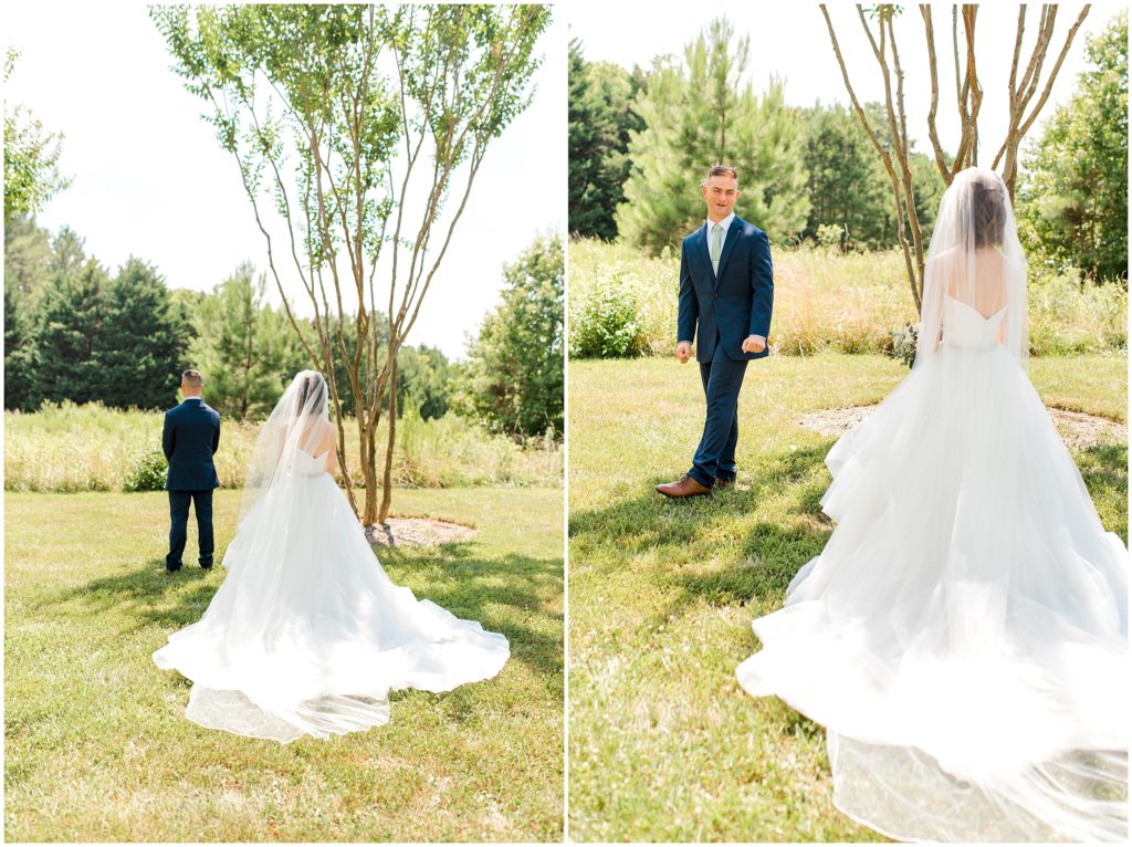 First Look with bride and groom Chapel Hill North Carolina