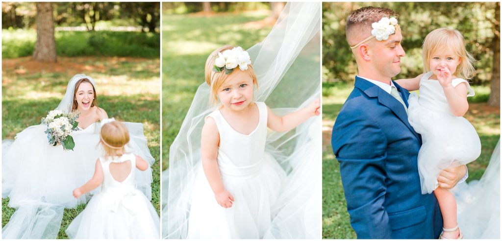 bride and flower girl Chapel Hill North Carolina and groom