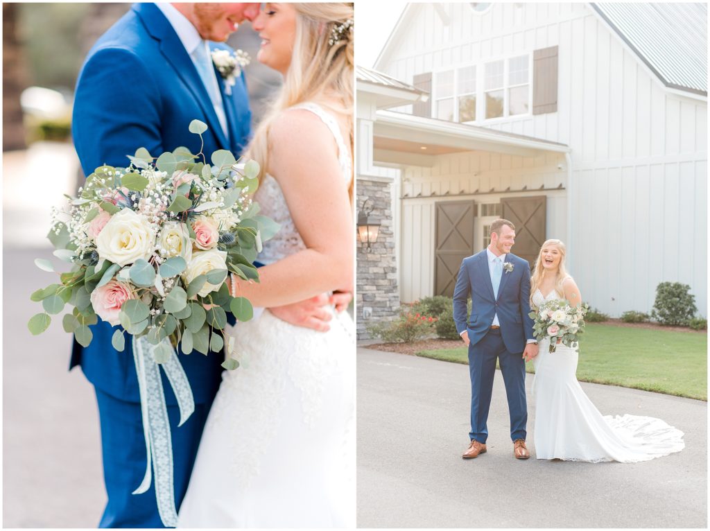 Bride and groom wedding outdoor portraits | Carolina Barn, Spring Lake NC | by Kaitlyn Blake Photography
