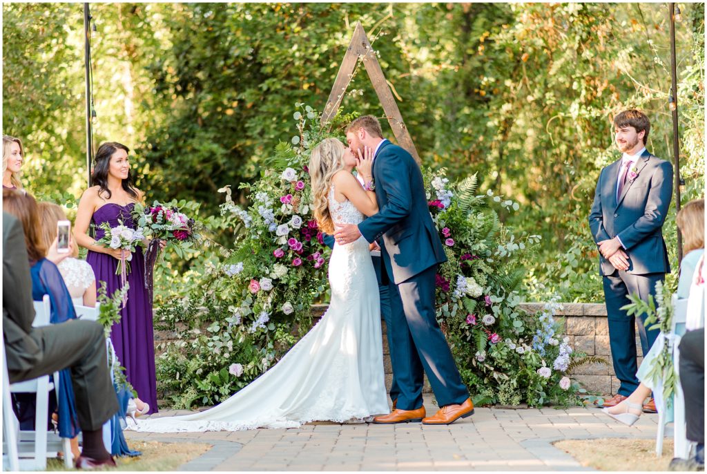 Ceremony Kiss and Exit | Ritchie Hill | by Kaitlyn Blake Photography | Fall Purple Wedding 