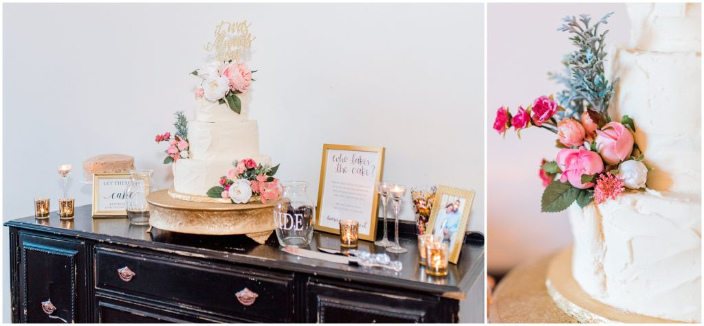 Bride and Groom Reception Cake | The Firehouse Goldsboro Wedding | by Kaitlyn Blake Photography | Fall Elegant Wedding 