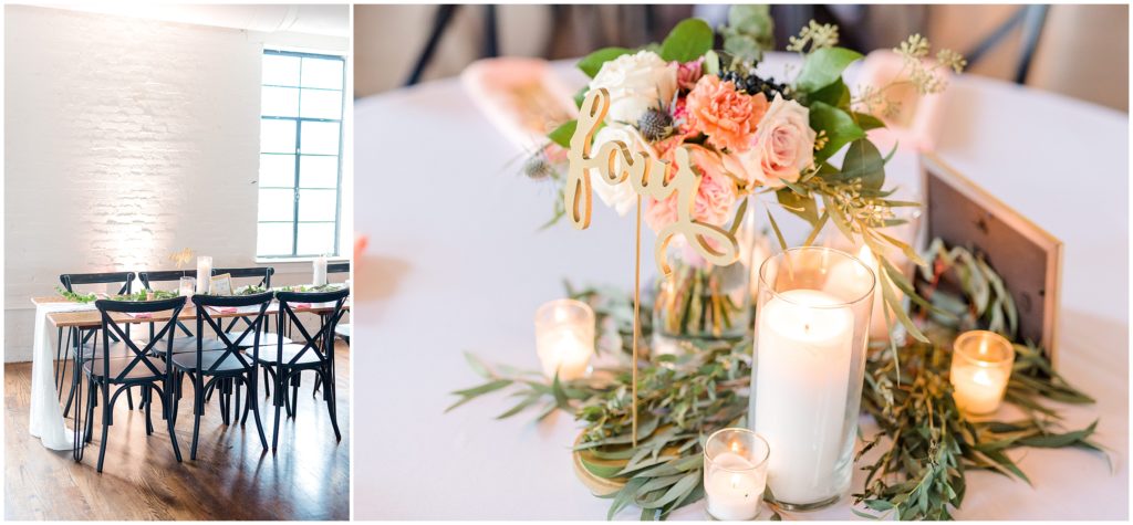 Reception Space and Details | The Firehouse Goldsboro Wedding | by Kaitlyn Blake Photography | Fall Elegant Wedding 