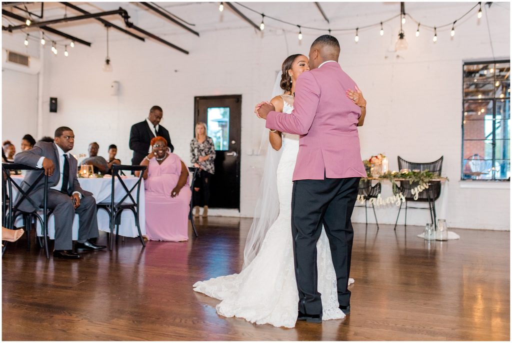 Bride and Groom First Dance Reception | The Firehouse Goldsboro Wedding | by Kaitlyn Blake Photography | Fall Elegant Wedding 