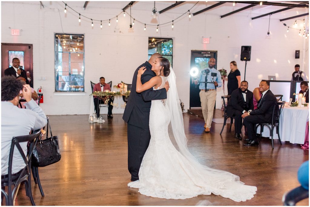 Reception Dancing Bride Dance with Father | The Firehouse Goldsboro Wedding | by Kaitlyn Blake Photography | Fall Elegant Wedding 