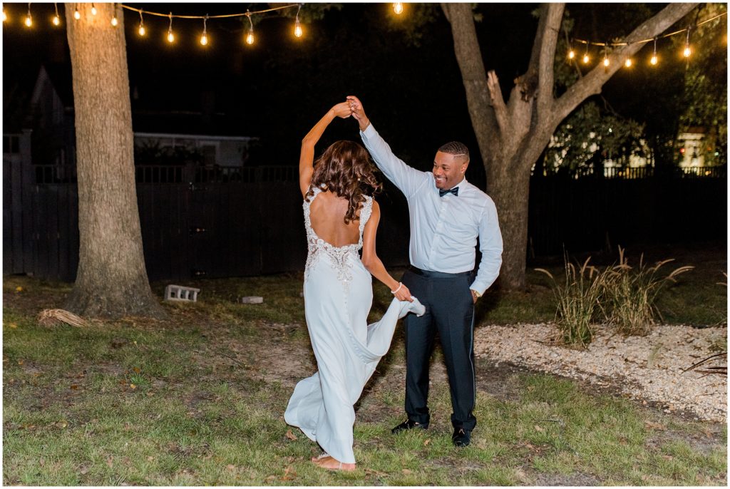 Night Twirls | The Firehouse Goldsboro Wedding | by Kaitlyn Blake Photography | Fall Elegant Wedding 