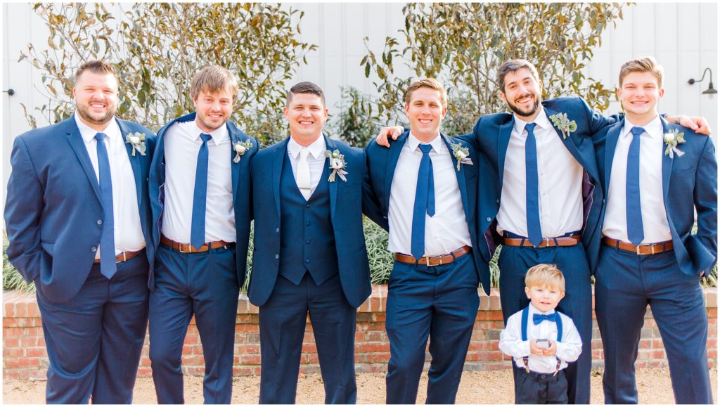 Groom and Groomsmen Navy Suits | The Barn of Chapel Hill | by Kaitlyn Blake Photography | Fall Elegant Wedding 