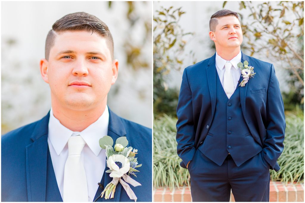 Groom Navy Suit | The Barn of Chapel Hill | by Kaitlyn Blake Photography | Fall Elegant Wedding 