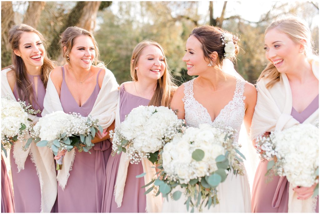Bride and Bridesmaids | Walnut Hill Raleigh | by Kaitlyn Blake Photography | Fall Elegant Wedding